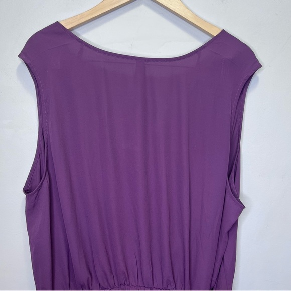Melissa McCarthy Purple Faux Wrap Sleeveless Blouse Size 2x - Picture 4 of 10